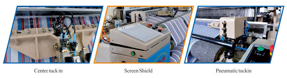 Centre tuck in, Screen shield, Pneumatic tuckin